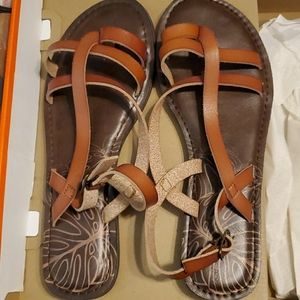 Brown Strapped Faux Leather Sandals